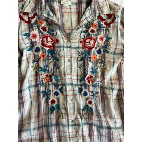 Kyla Seo Plaid High Low Dress Tunic XS Embroidered Boho - Picture 7 of 11